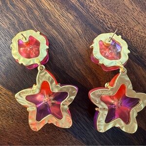 pink flowers earrings